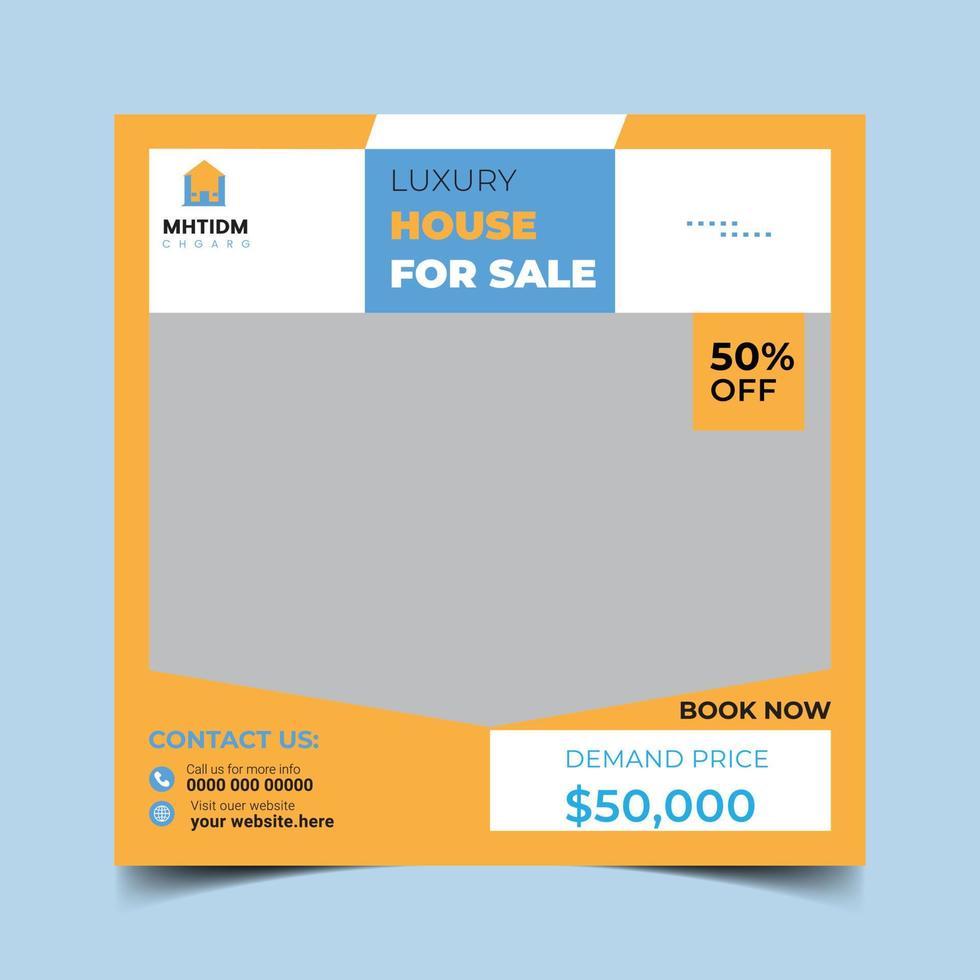 Home sale social media post banner template. vector