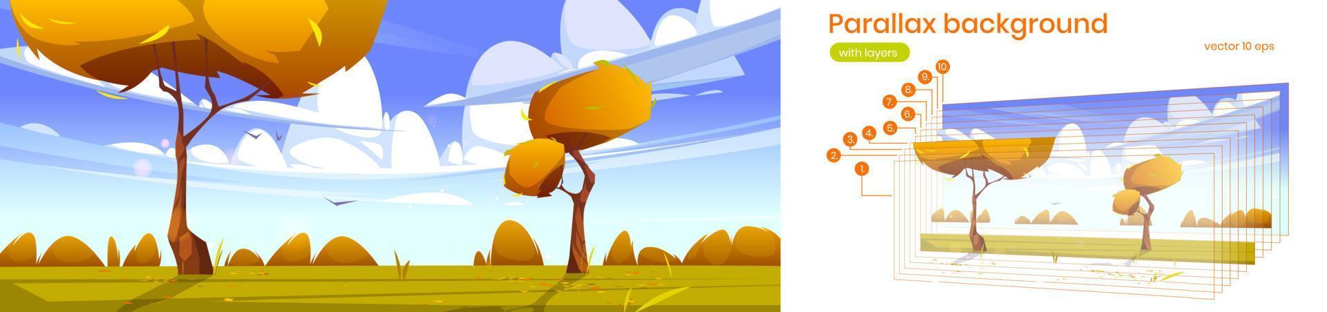 Parallax background with autumn landscape vector