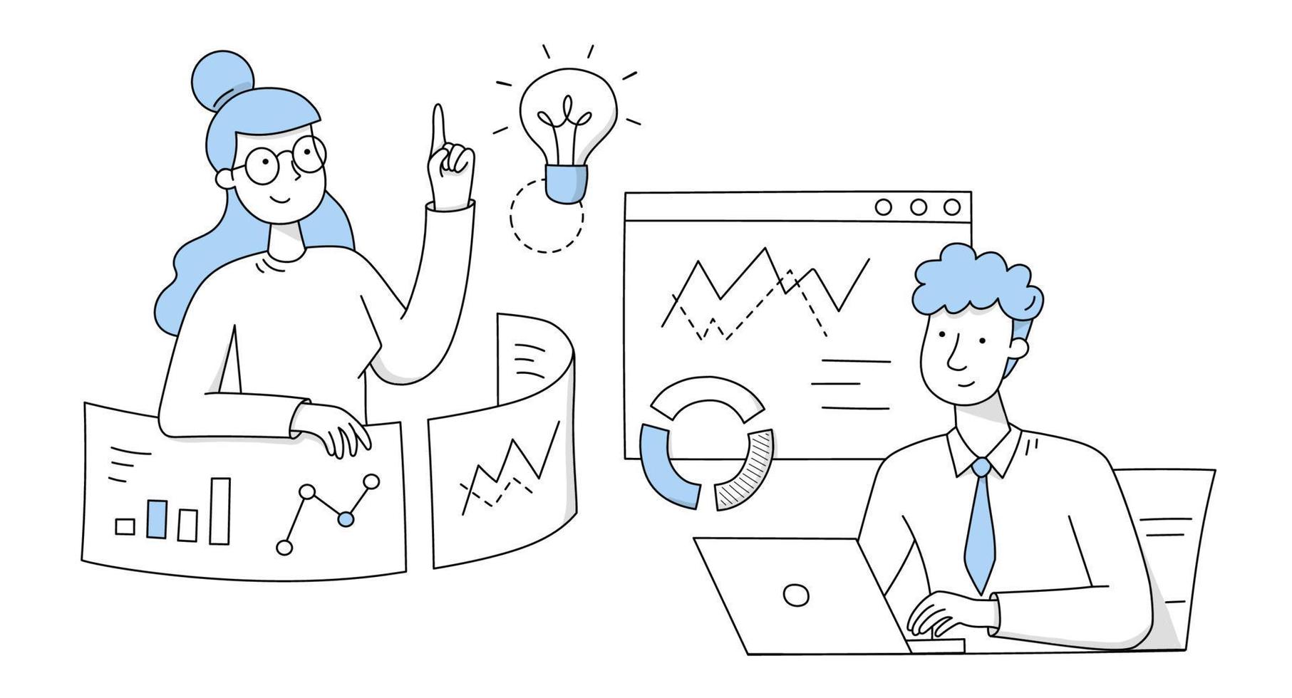 Concept of business idea with people and charts vector