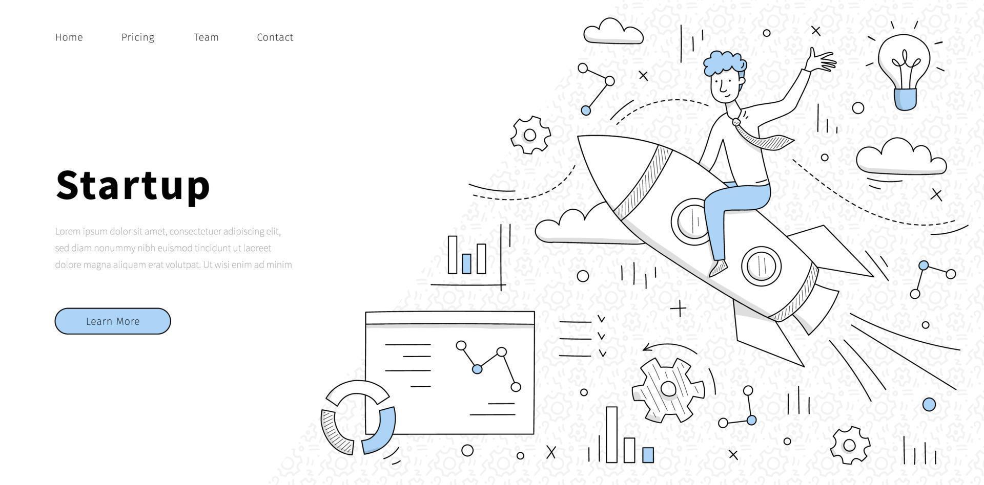 Vector landing page of business startup