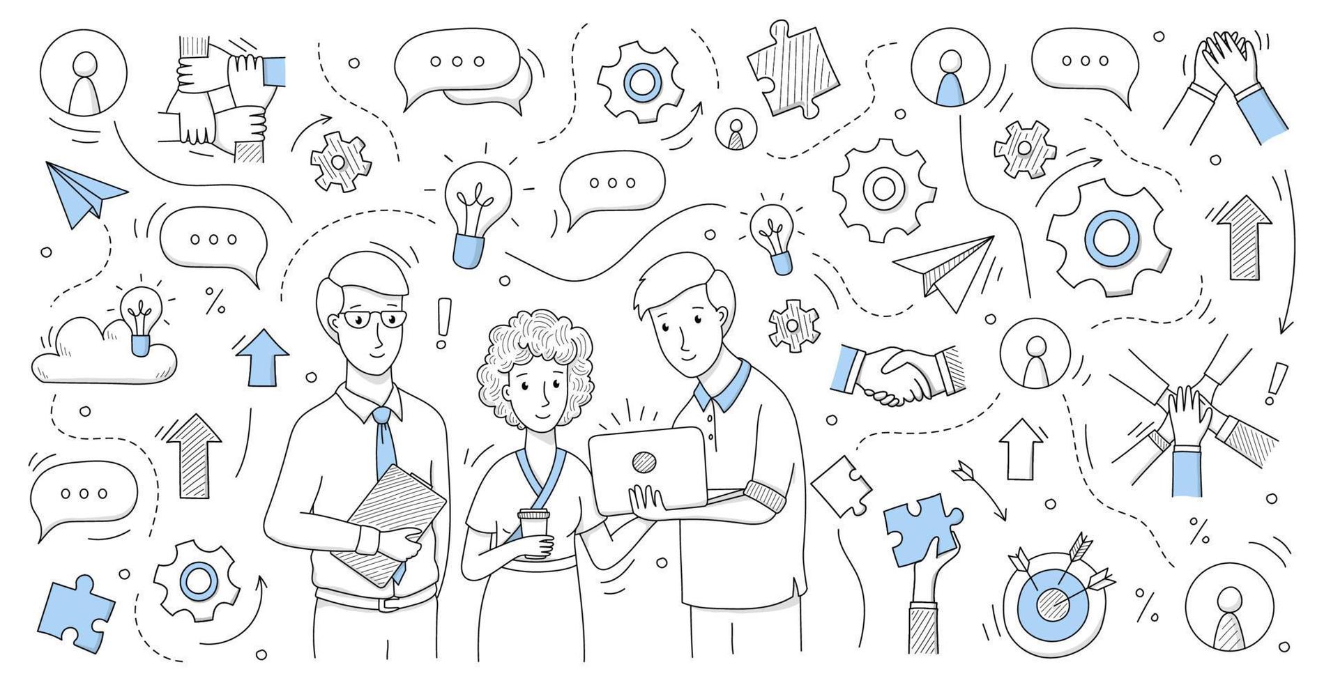 Teamwork background with people work together vector