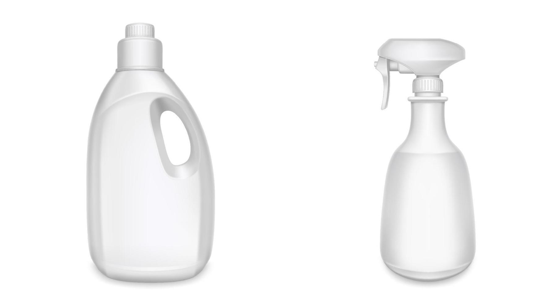 Plastic bottles for household chemicals, detergent vector