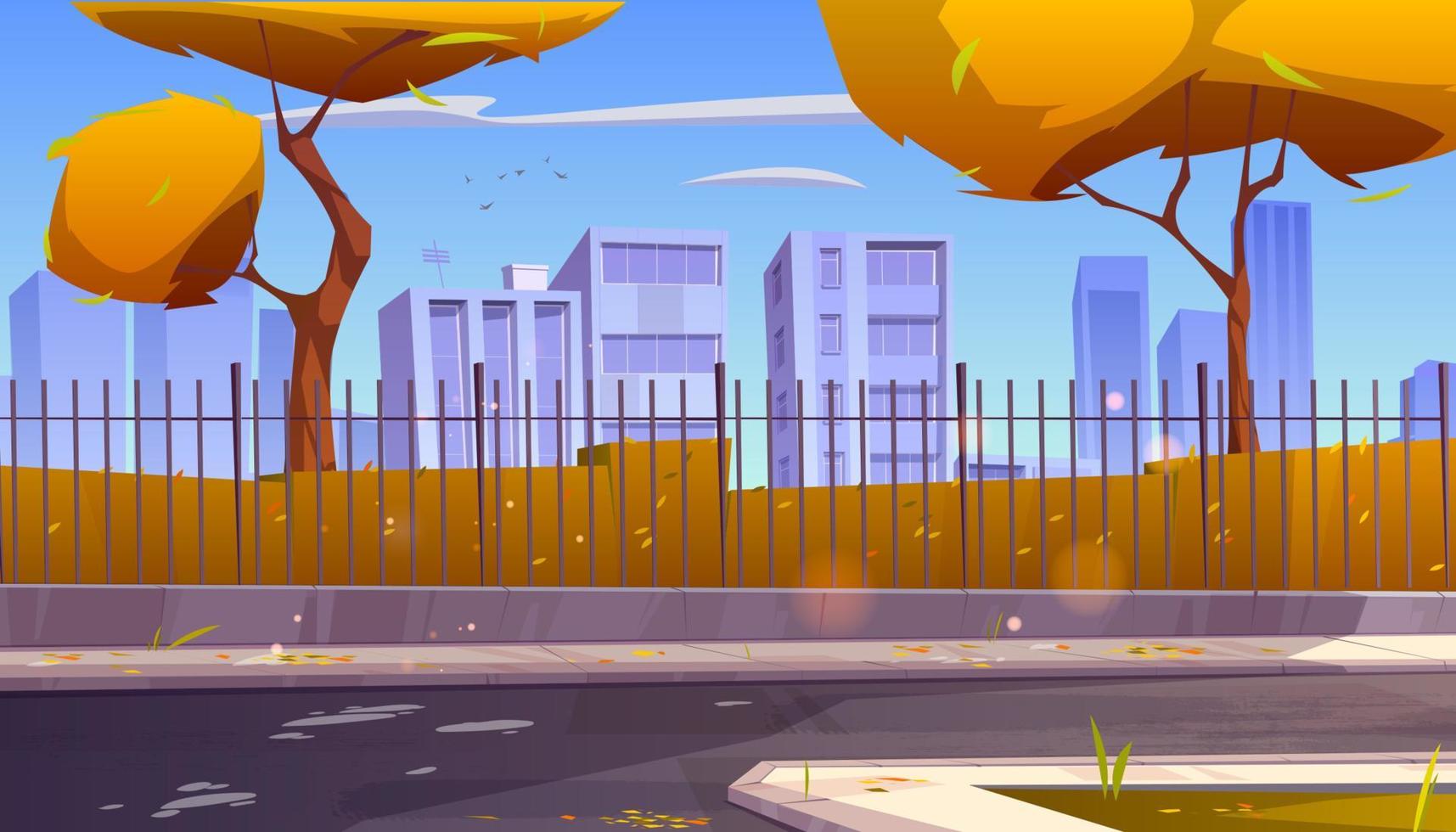City skyline, autumn background with skyscrapers vector