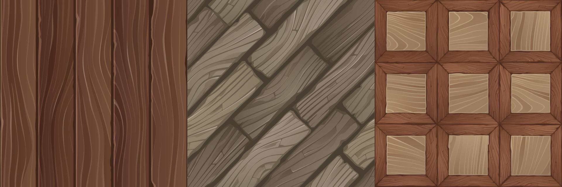 Game textures of wooden planks, bricks and panels vector