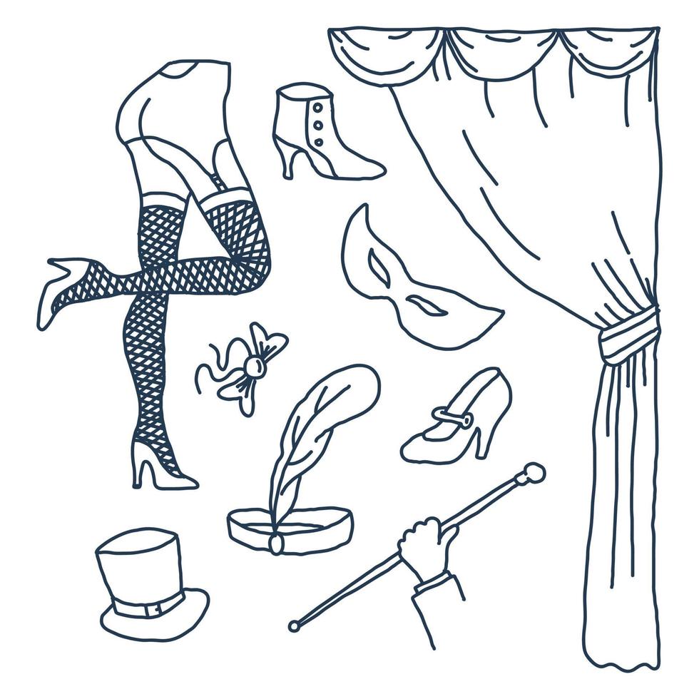 Burlesque Set of Doodles vector