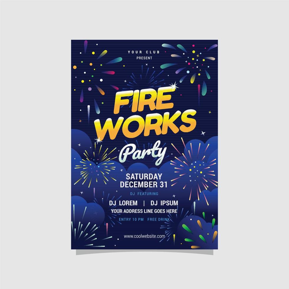 Firework Party Poster Template vector
