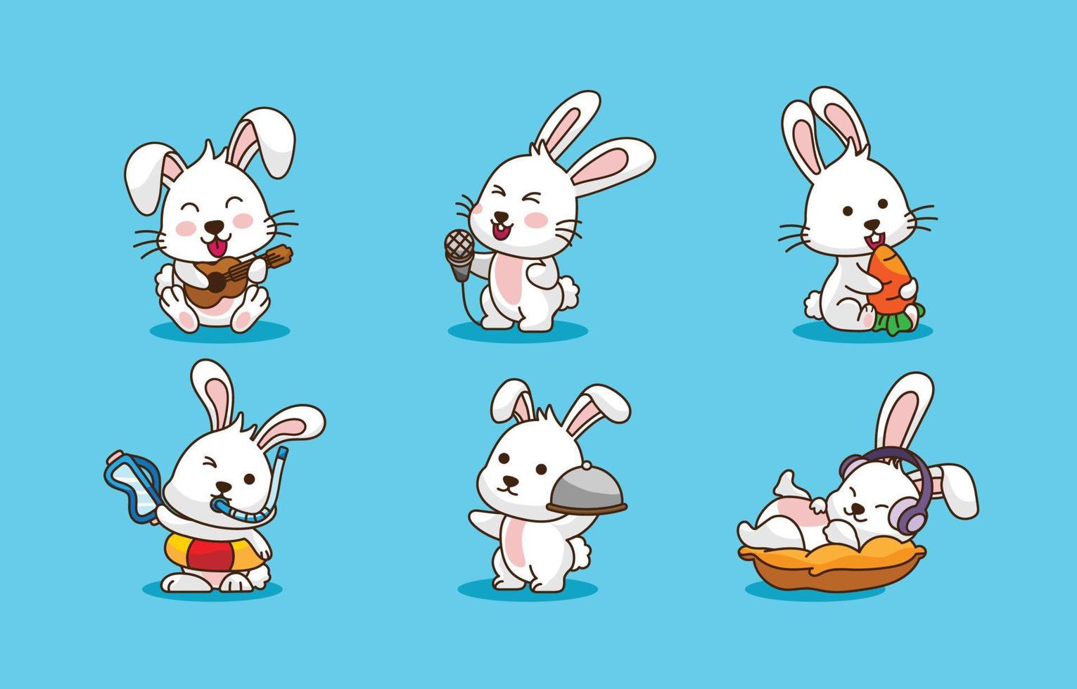 Cute Rabbit Icon Set vector