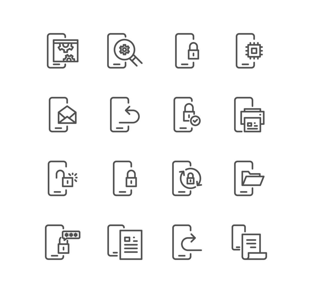 Set of mobile apps and technology icons, component, analytic and variety vectors. vector