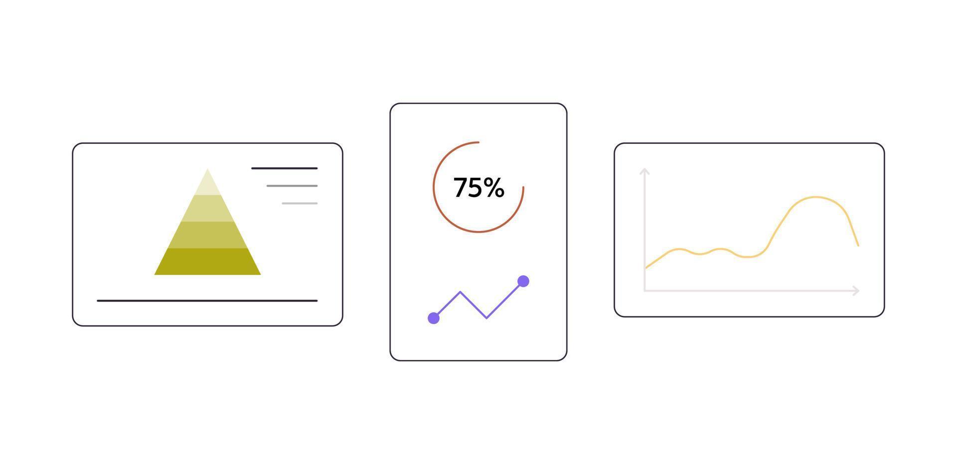 Business data analysis and effective management analyzing information, graphs flat vector illustration.