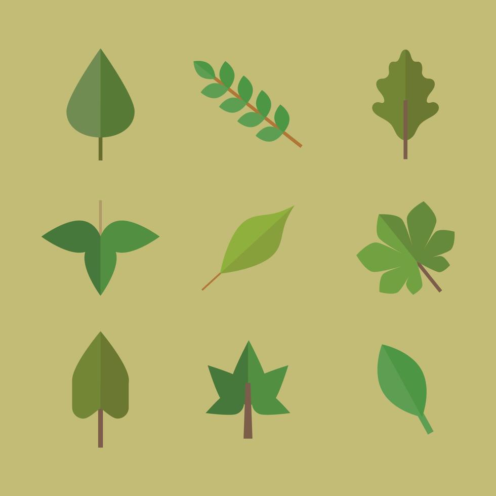 hojas verdes planas vector