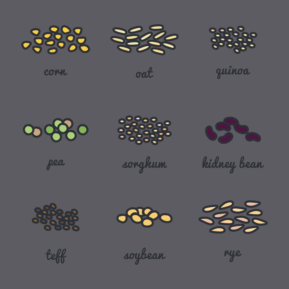 Doodled Cereals Set vector