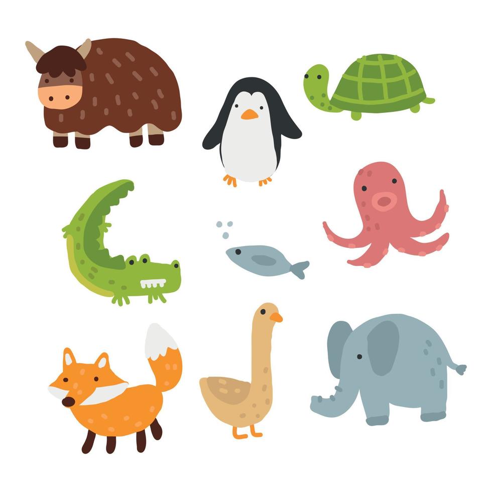 Cute Animal Doodles vector