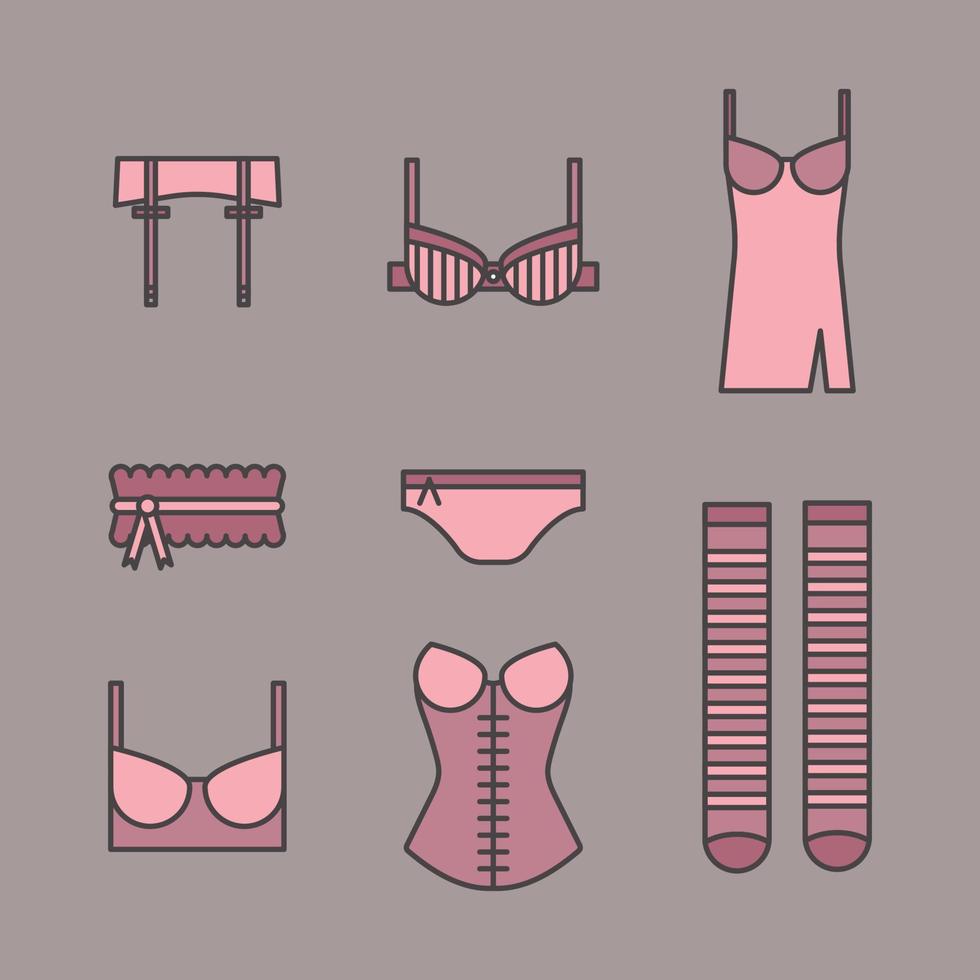 Pink Outlined Lingerie vector