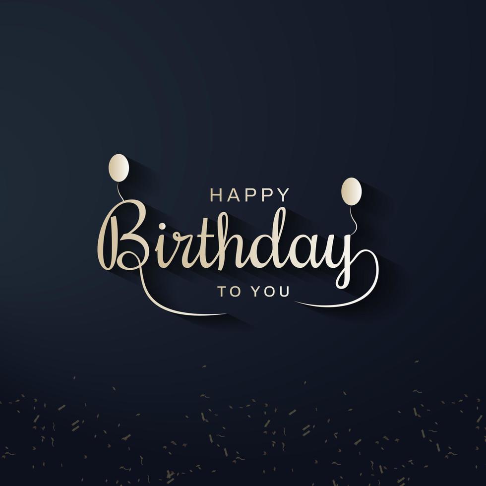 Happy Birthday Typography Gold and black for Social Media Post vector