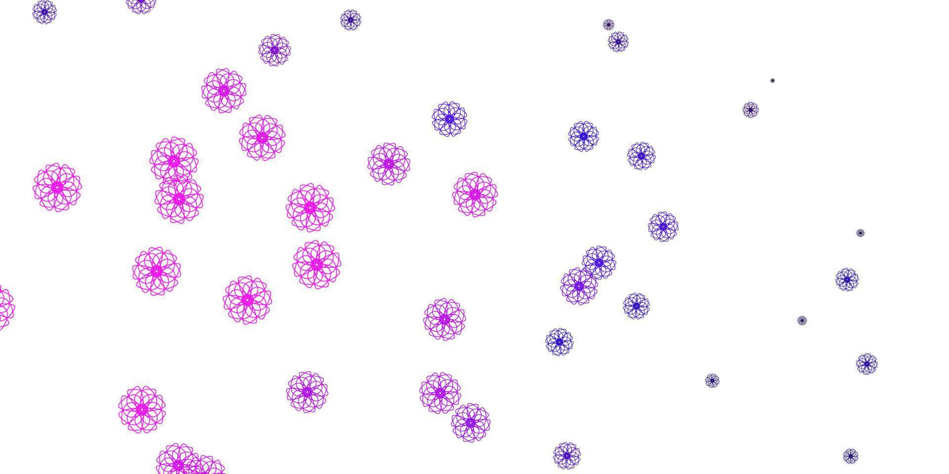 Light Purple vector doodle template with flowers.