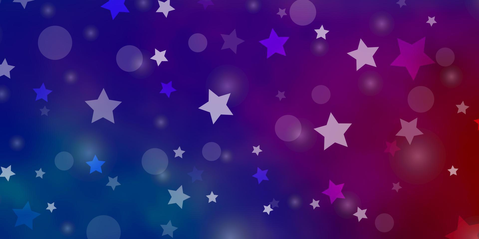 Fondo de vector azul claro, rojo con círculos, estrellas.