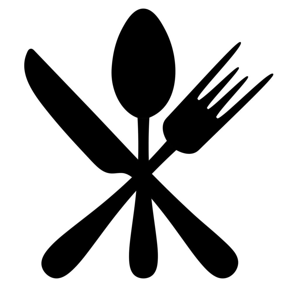 Cutlery. Silhouette. Knife, fork and spoon. Collection of tools for eating. vector