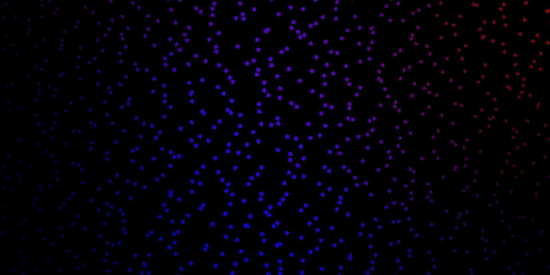 Dark Blue, Red vector background with small and big stars.