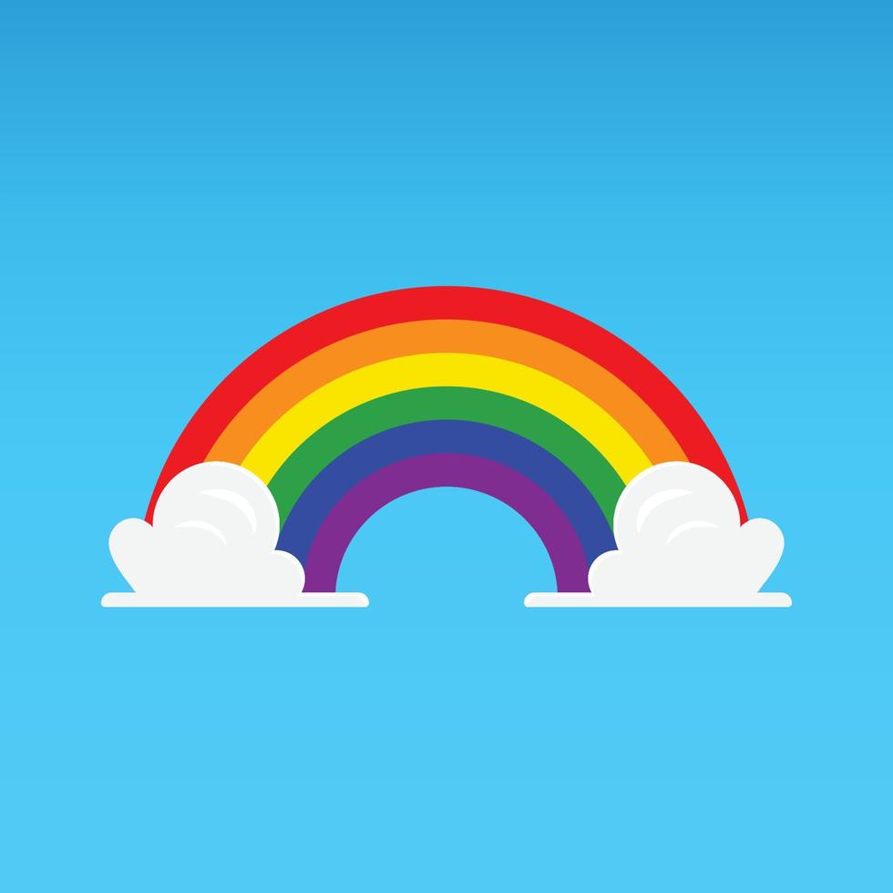 Rainbow with cloud on blue sky vector