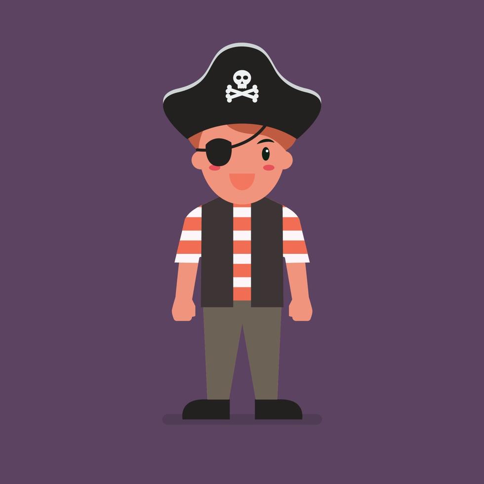 Kid wearing a pirate costume vector