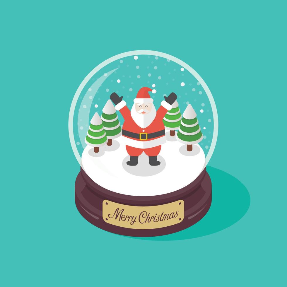 bola de cristal de navidad isométrica con santa claus dentro vector