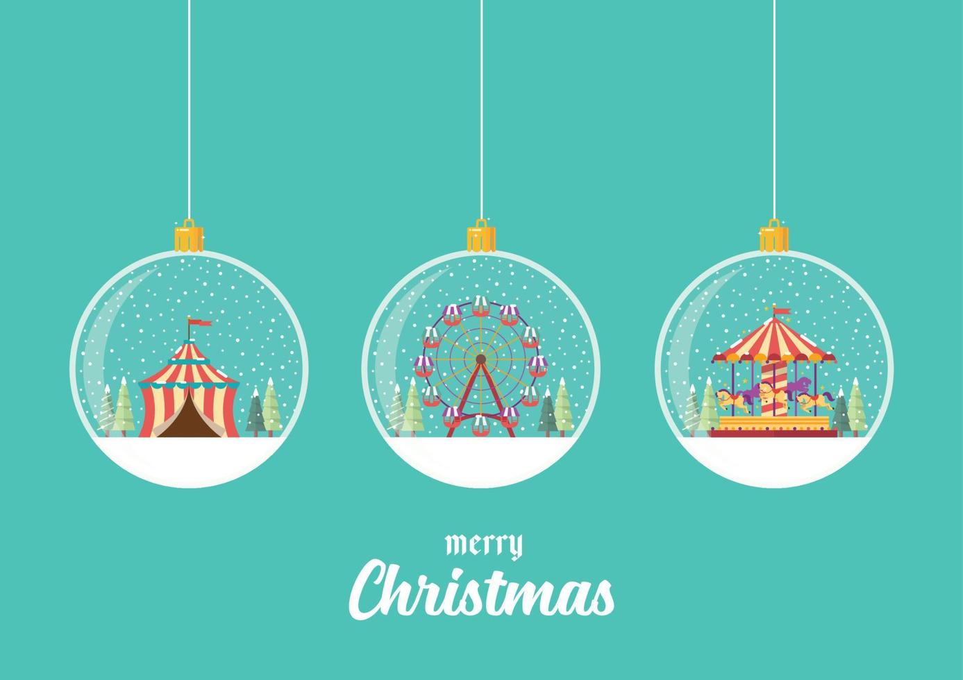 Set of Carnival fair glass ball hanging on green background vector