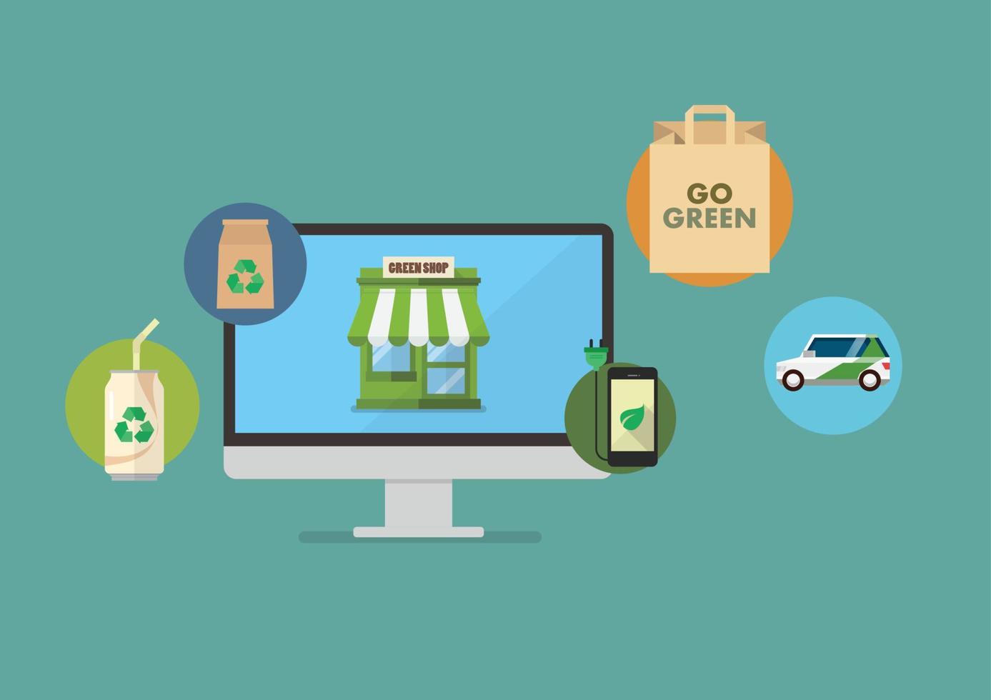 Shopping eco products onliine vector