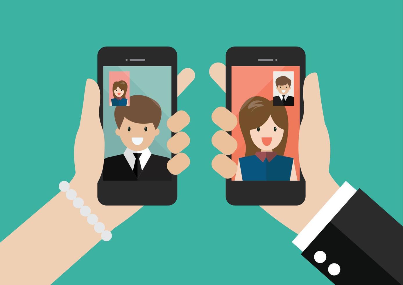 Man and woman make a video call concept vector