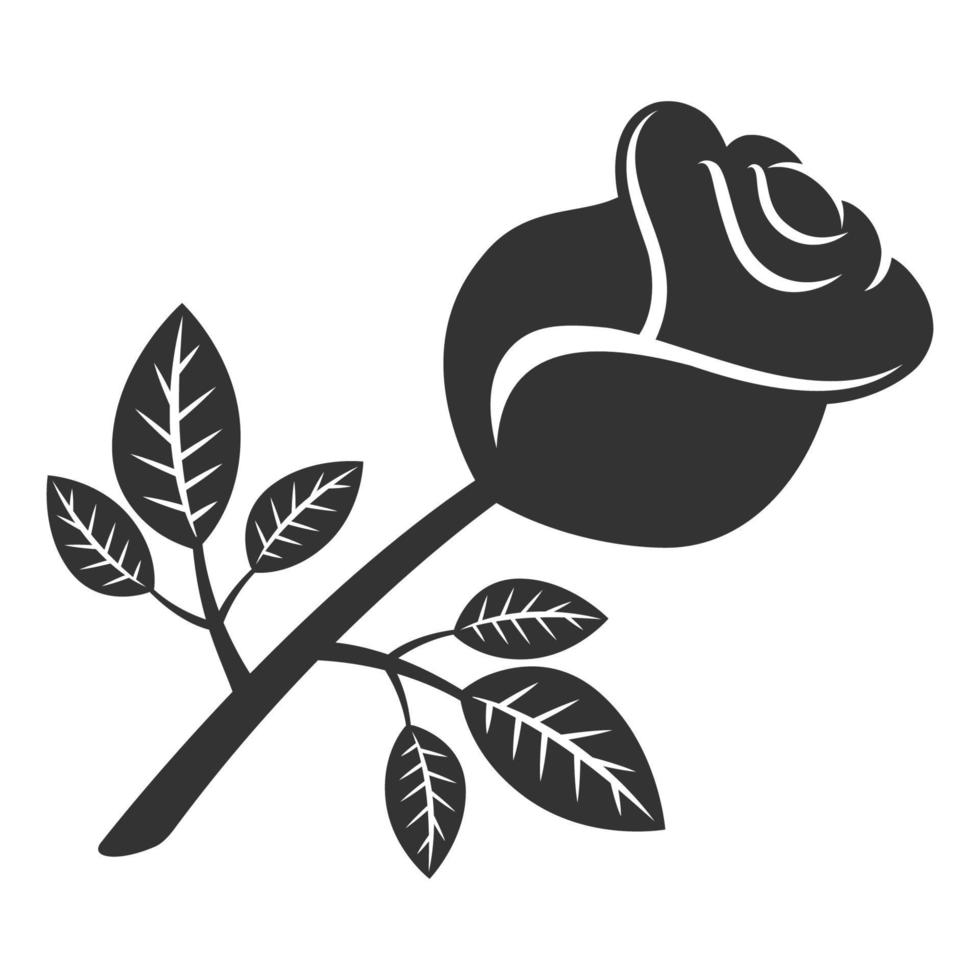 Black and white icon rose flower vector