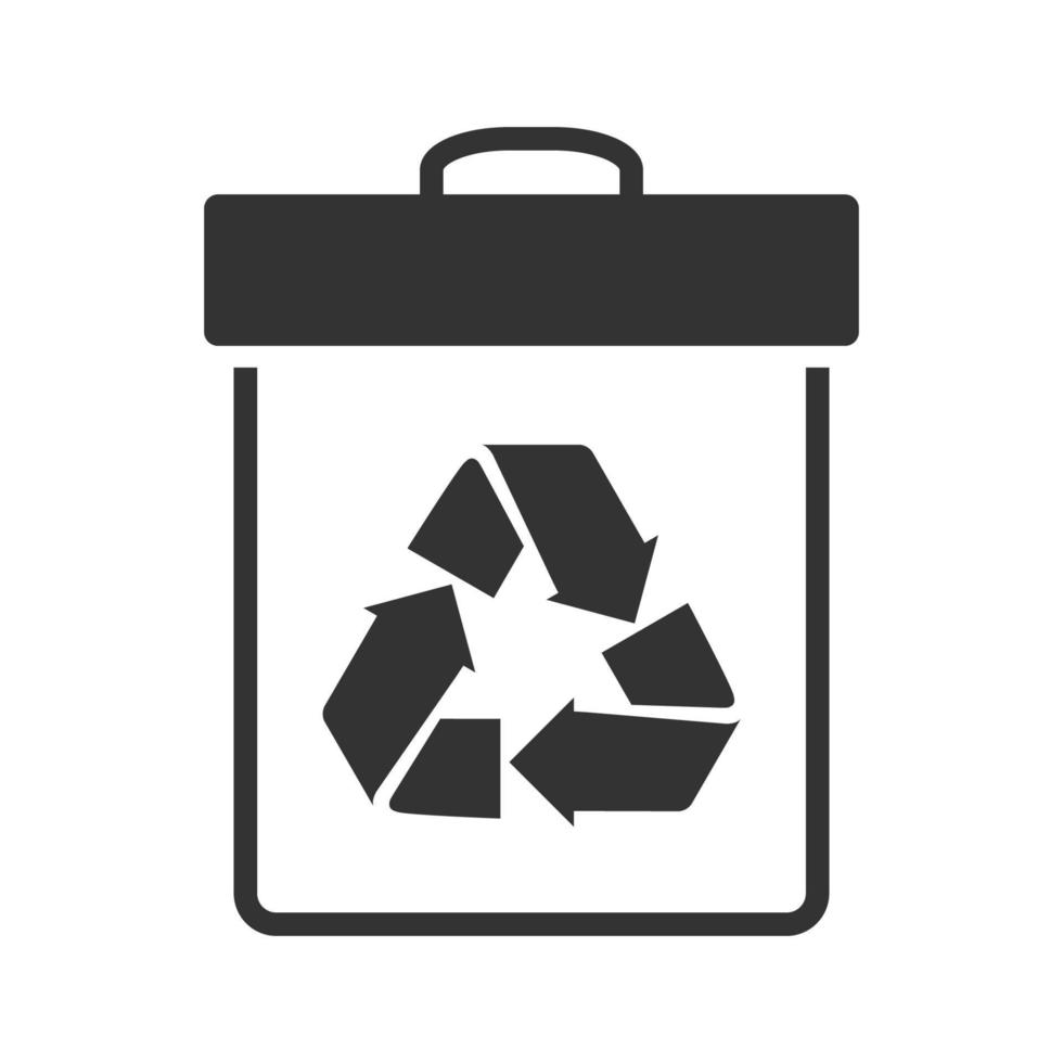 Black and white icon recycle can vector