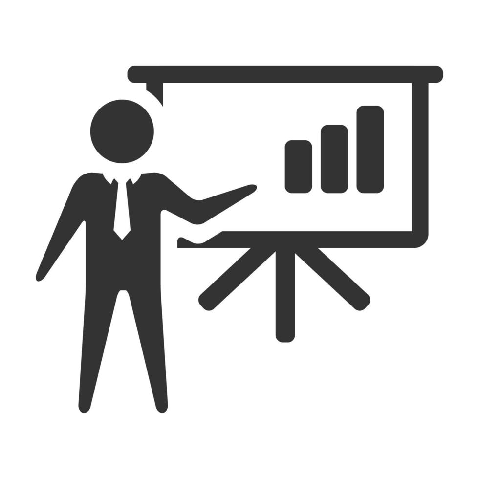 Black and white icon businessman chart vector