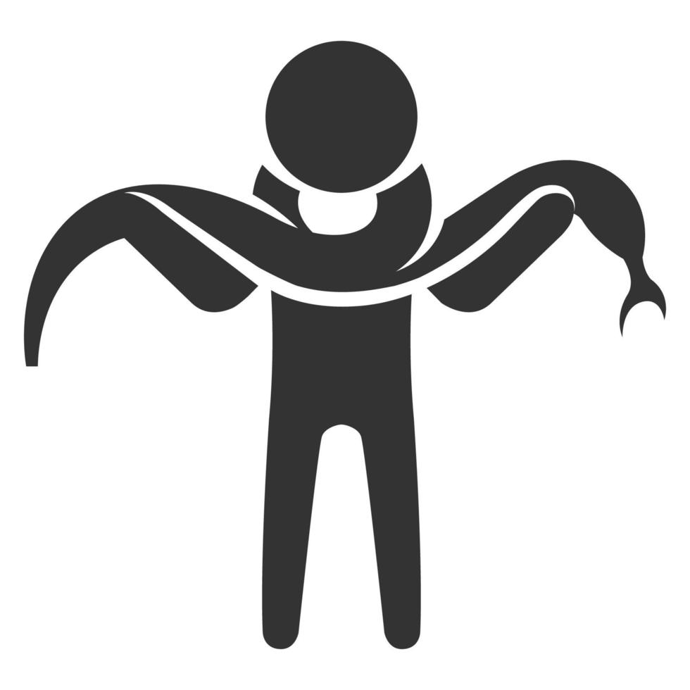 Black and white icon man holding snake vector