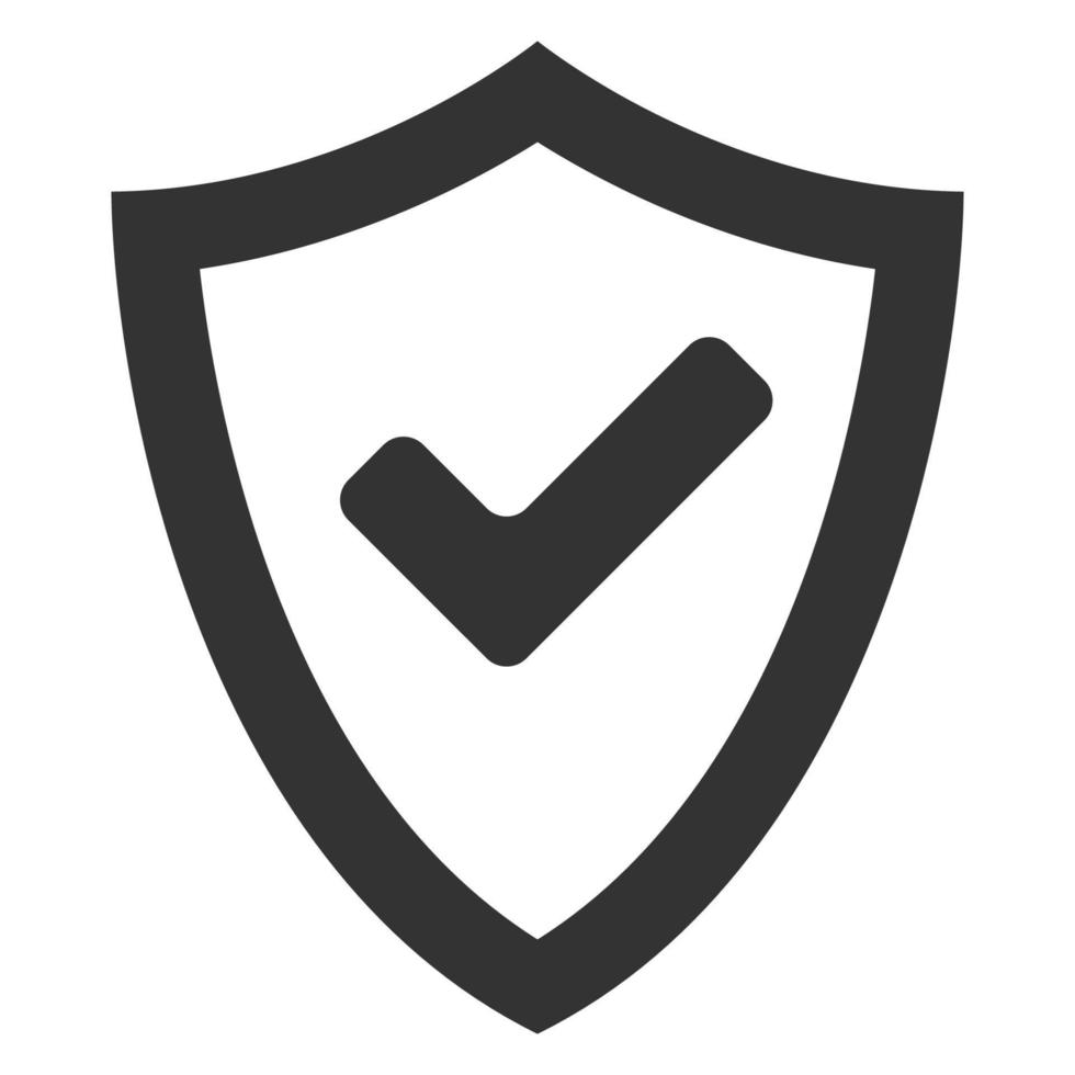 Black and white icon shield check vector