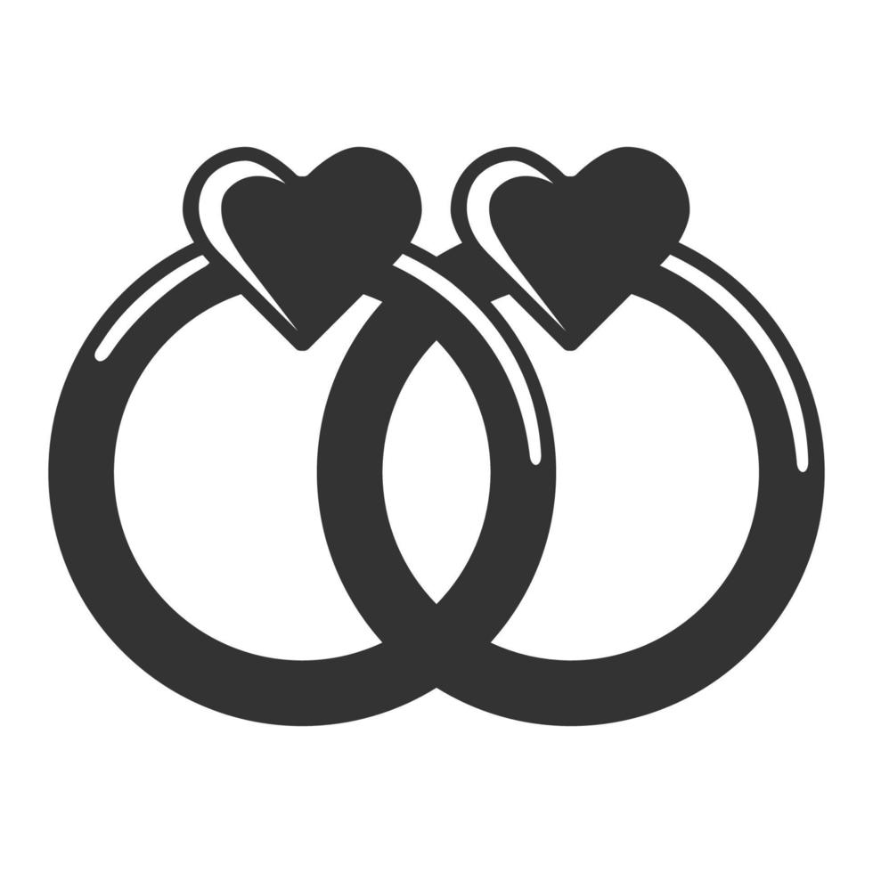 anillo de bodas icono blanco y negro vector
