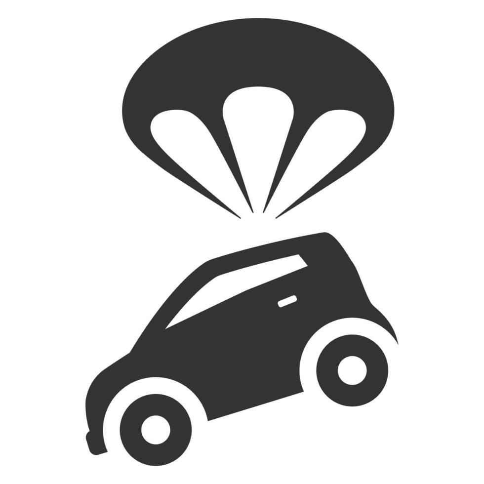 Black and white icon car parachute vector