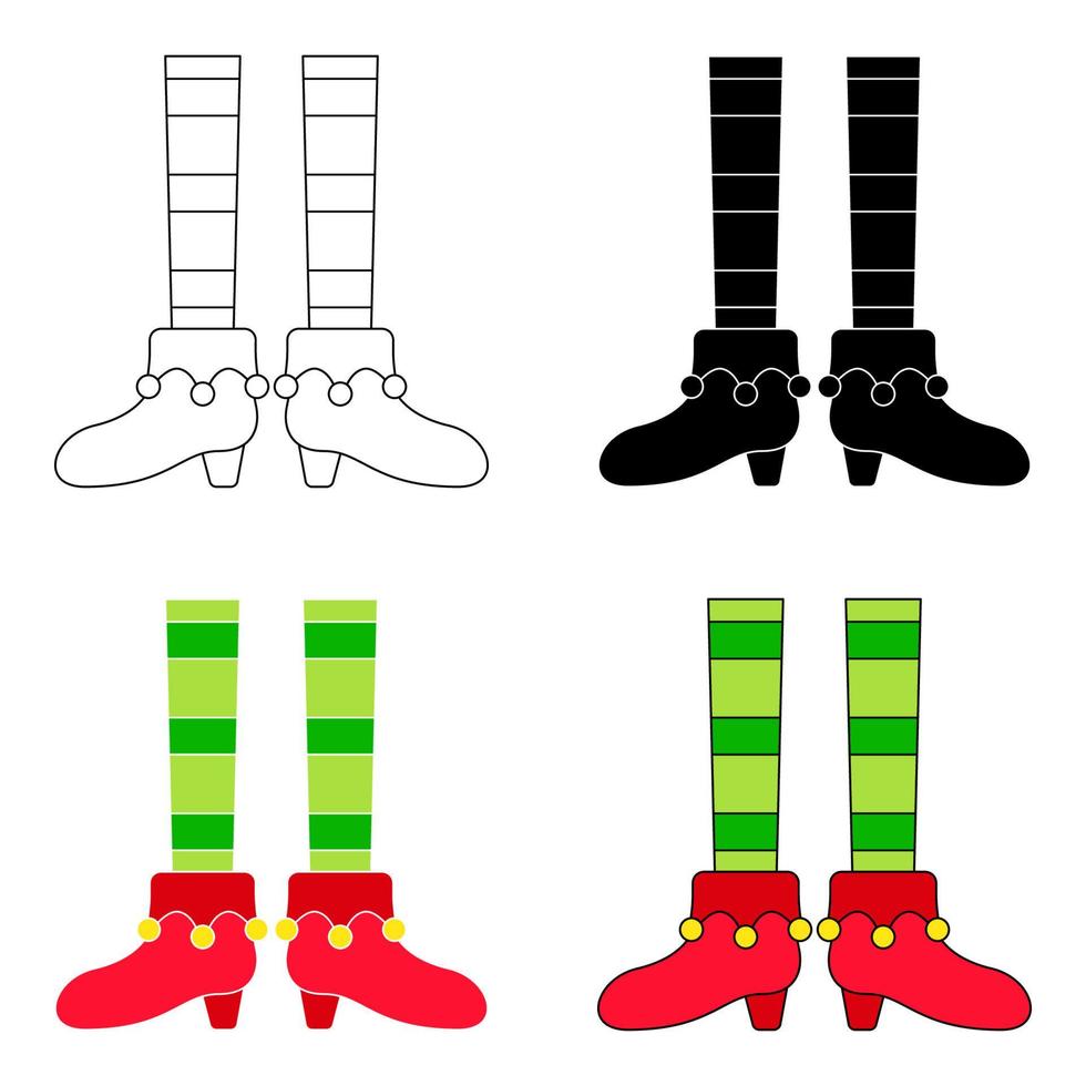 Set of Elf feet in flat style isolated vector