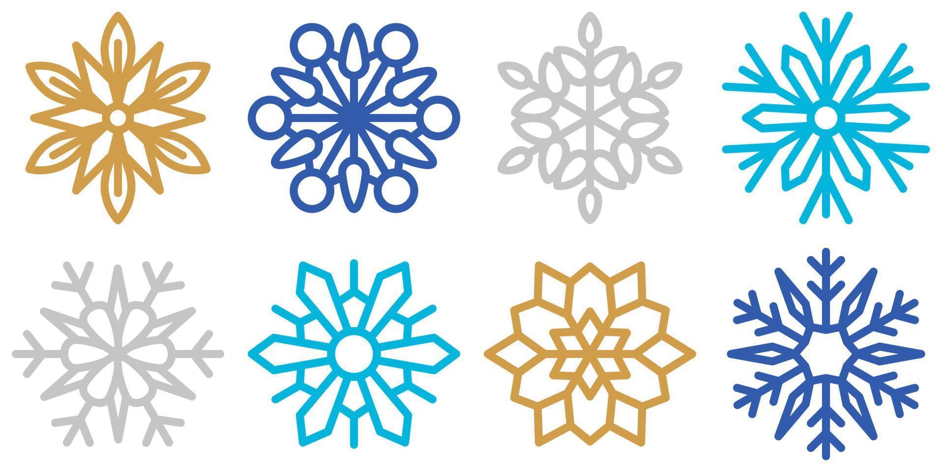 Set of Snowflake in flat style isolated vector