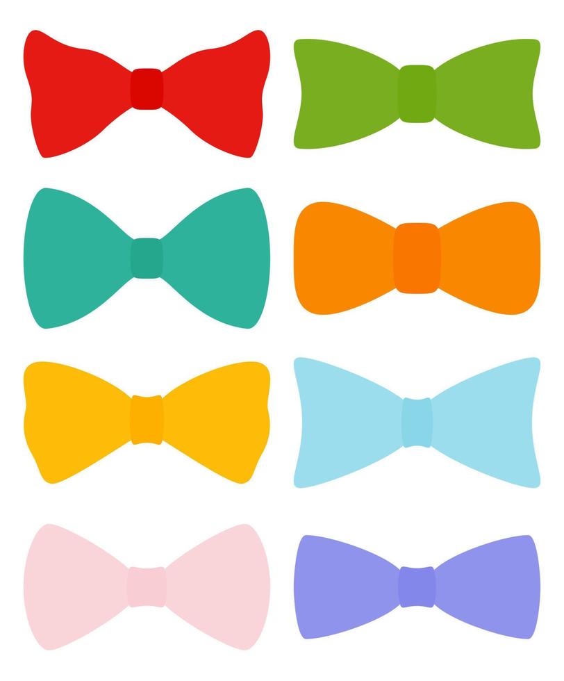 Set of Bow Tie in flat style isolated vector