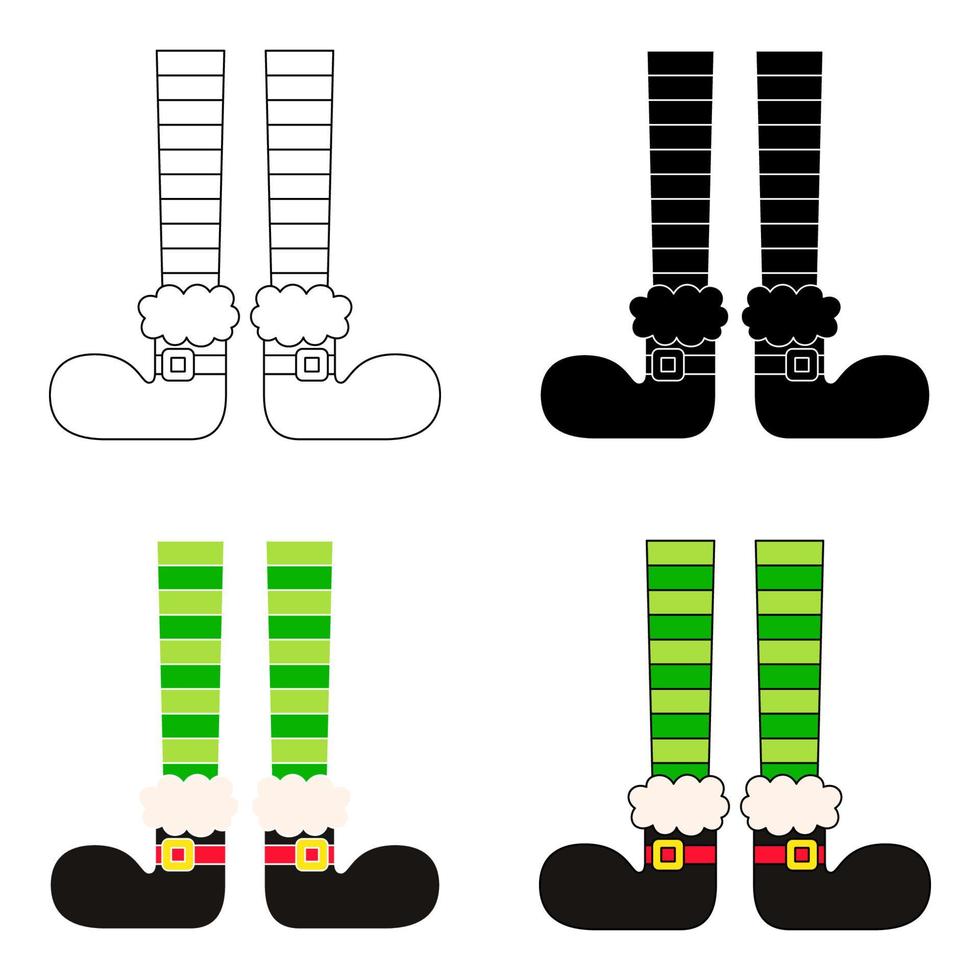 Set of Elf feet in flat style isolated vector