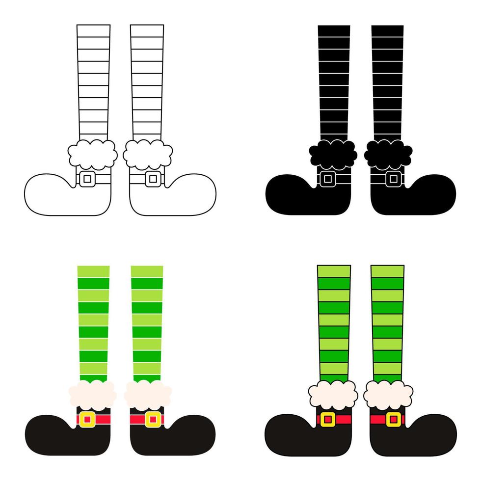 conjunto de pies de elfo en estilo plano aislado vector