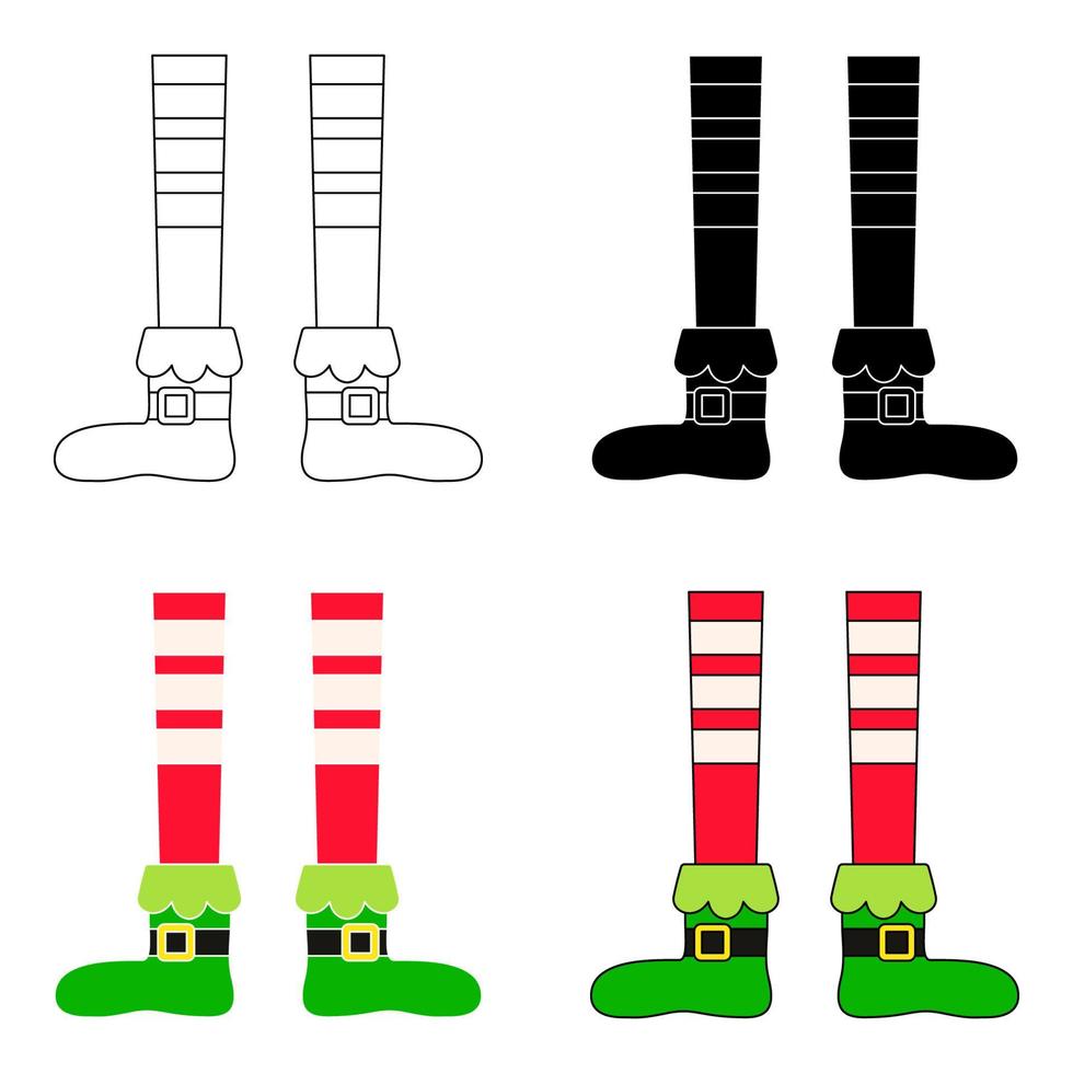 conjunto de pies de elfo en estilo plano aislado vector