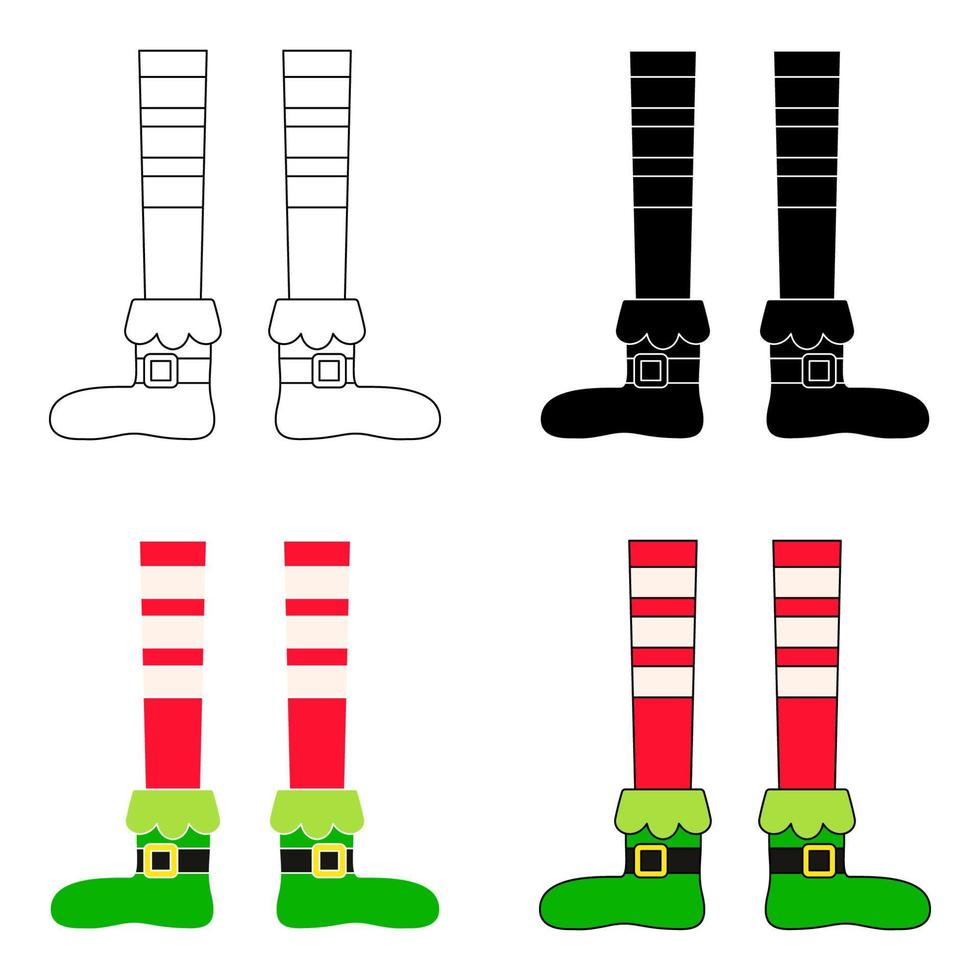 Set of Elf feet in flat style isolated vector