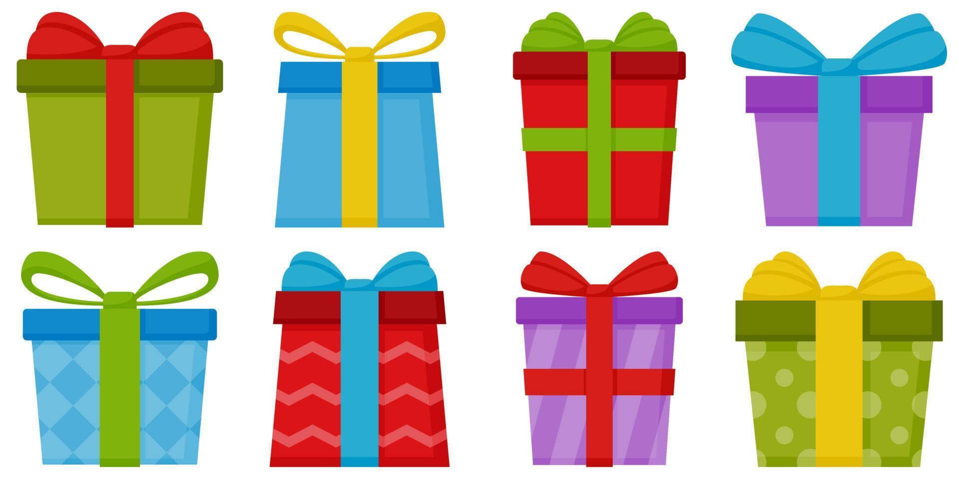 Set of Gift box in flat style isolated vector