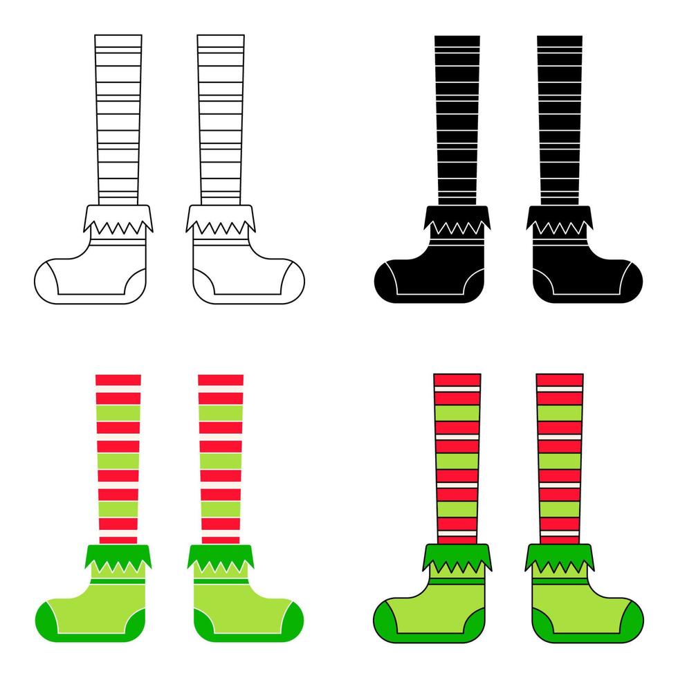 Set of Elf feet in flat style isolated vector