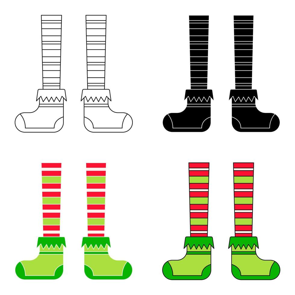 Set of Elf feet in flat style isolated vector