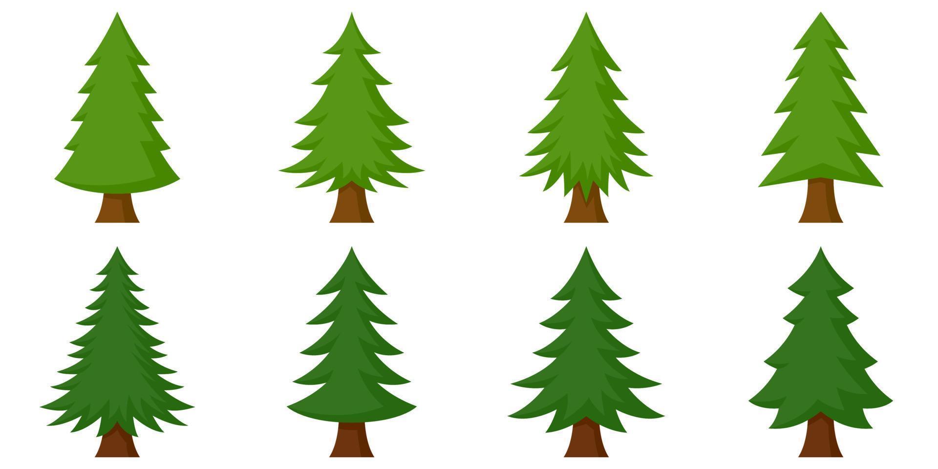 Set of Christmas Tree in flat style isolated vector