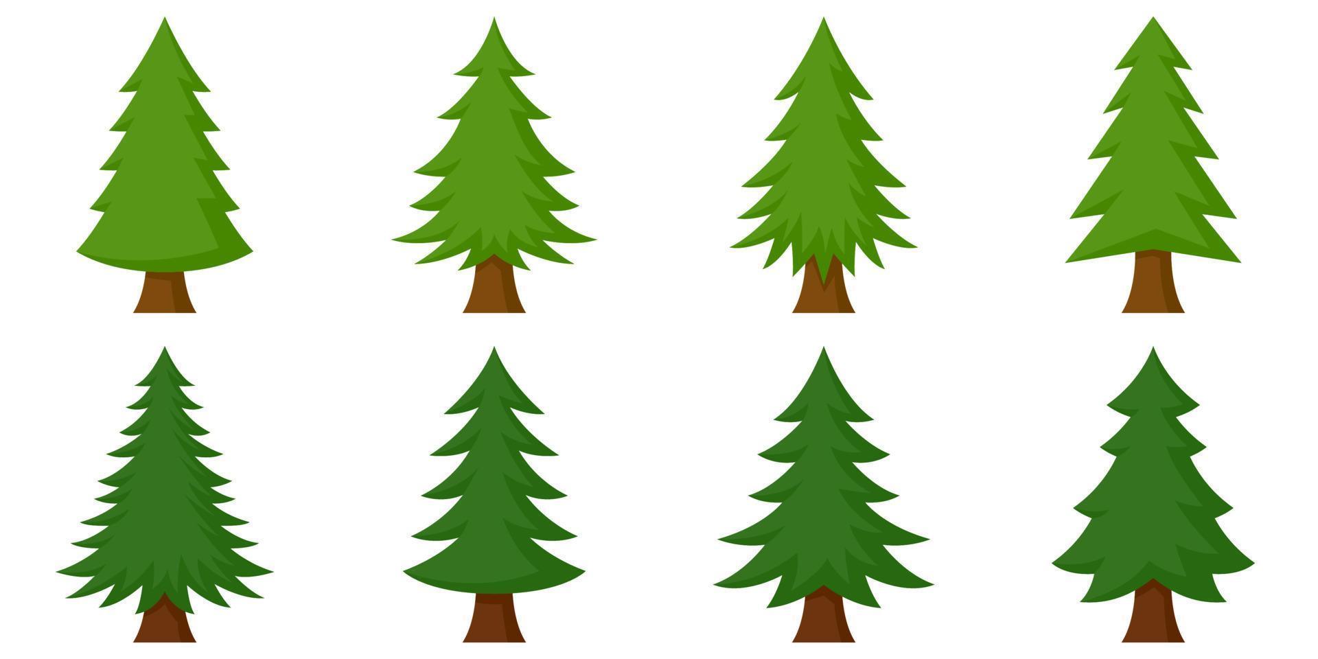 conjunto de árbol de navidad en estilo plano aislado vector