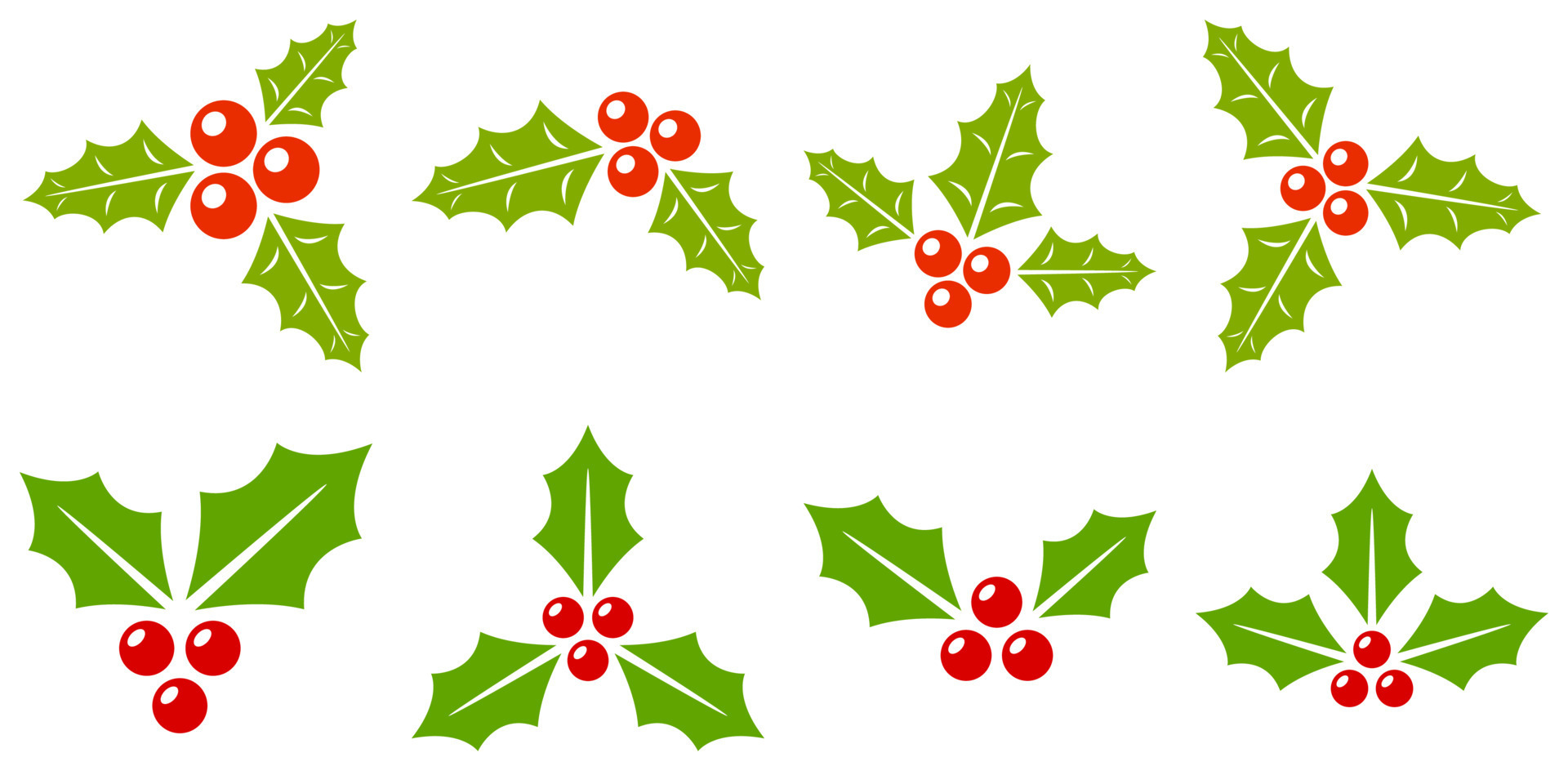 Set of holly berries in flat style isolated 13999080 Vector Art at Vecteezy