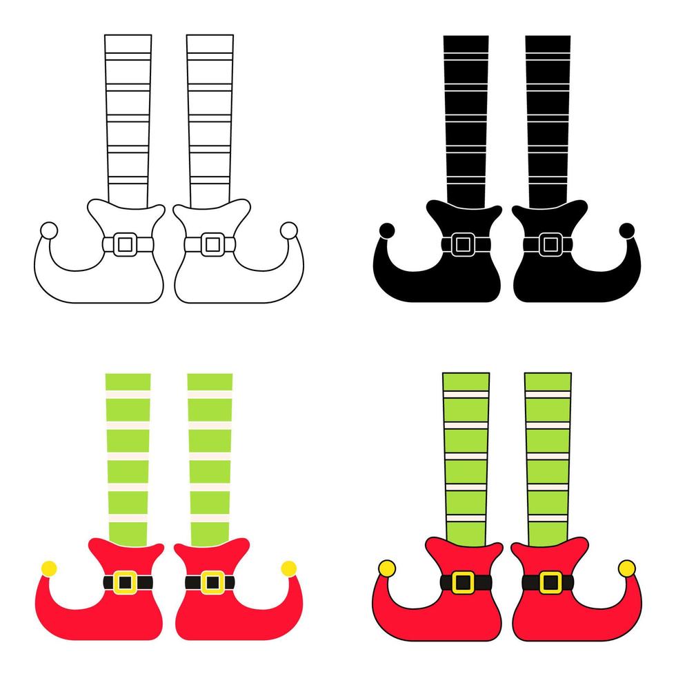 Set of Elf feet in flat style isolated vector