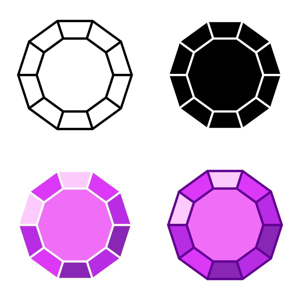 Set of gems in flat style isolated vector